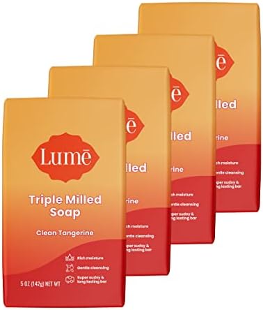 Lume Triple Milled Soap - Rich Moisture & Gentle Cleansing - Paraben Free, Phthalate Free, Skin Safe - 5 ounce (Clean Tangerine) Lume