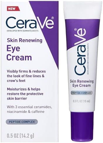 CeraVe Skin Renewing Eye Cream For Wrinkles | Under Eye Cream With Peptides + Caffeine + Niacinamide | Anti Aging Eye Cream For Wrinkles & Crows Feet | Paraben Free & Opthalmologist Tested CeraVe