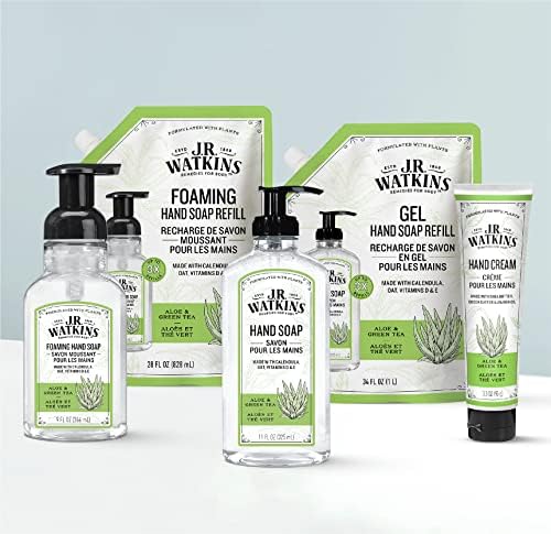 J.R. Watkins Foaming Hand Soap with Pump Dispenser, Moisturizing Foam Hand Wash, All Natural, Alcohol-Free, Cruelty-Free, USA Made, Aloe Green Tea, 9 fl oz, 3 Pack J.R. Watkins