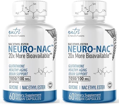 Neuro NAC Supplement N-Acetyl Cysteine Ethyl Ester (2 Pack)- 20x More Bioavailable Than NAC 600 mg - Boost Glutathione 10x More Than Liposomal Glutathione - N Acetyl Cysteine Ethyl Ester 120 Capsules (Капсулы) Nature's Fusions