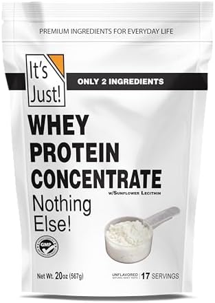 It's Just! - 100% Whey Protein Concentrate, Made in USA, Premium WPC-80, No Added Flavors or Artificial Sweeteners (1.25 Pound, Unflavored (Без вкуса)) It's Just!