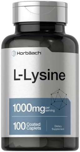 Horbäach L-Lysine 1000mg | 100 Coated Caplets | Free Form Dietary Supplement | Essential Amino Acid | Vegetarian, Non-GMO, and Gluten Free Formula Horbäach