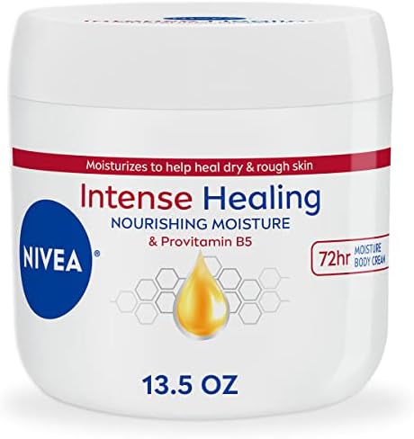 NIVEA Intense Healing Body Cream, Non-Greasy Daily Moisturizer for Dry Skin, Enriched with Provitamin B5, Moisturizes Up To 72 Hours, 13.5 Oz Jar Nivea