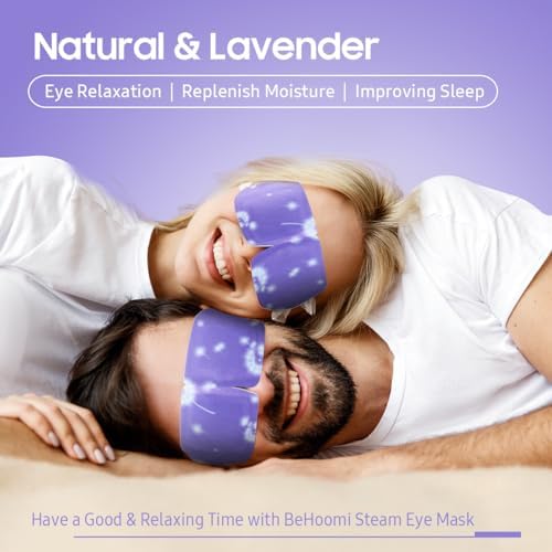 Steam Eye Mask, 20 Packs Chamomile Heated Eye Mask Warm Compress for Eyes, Disposable Self Heating Eye Mask for Sleep, Spa, Travel Essentials & Relaxation Gifts for Women, Men BeHoomi