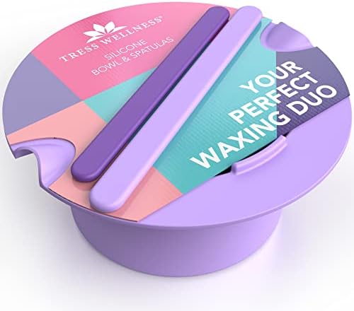 Tress Wellness Wax Warmer Silicone Liner (Purple) - Easy to Clean Silicone Wax Warmer Bowls with 2x Silicone Spatulas Compatible with 16oz Electric Waxing Kit - Silicone Wax Pot melting Wax Bowl Tress Wellness