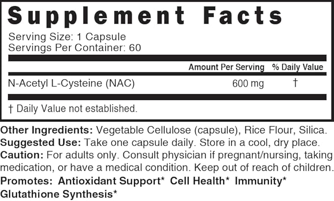 Nature's Fusions NAC Supplement N-Acetyl Cysteine - NAC 600 mg - Anti Aging Supplement, Antioxidant Supplement, Liver and Lung Support, Boost Glutathione - N Acetyl Cysteine (60 Capsules (Капсулы)) Nature's Fusions