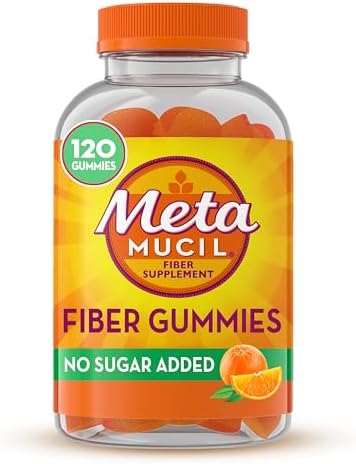 Metamucil Fiber Gummies for Adults, No Sugar Added Orange Flavor, 5g Plant Based Prebiotic Fiber Supplement Blend, 72 Count Metamucil