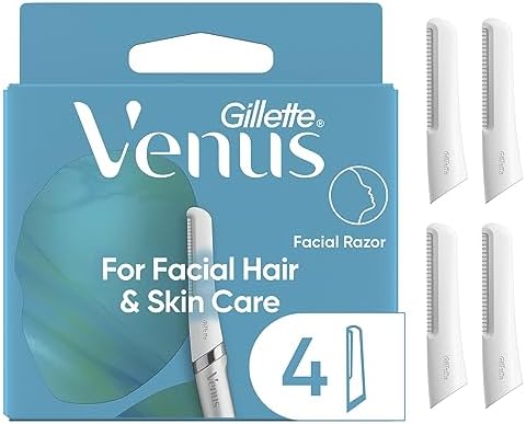 Gillette Venus Facial Razor Refills, Dermaplaning Exfoliating Replacement Blades, 4-Count Gillette Venus