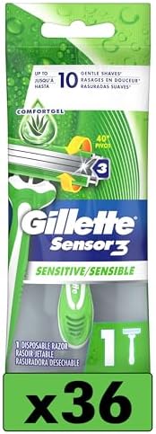 Одноразовые бритвы для мужчин Sensor3 Sensitive, 12 штук, до 12 удобных бритьев Gillette