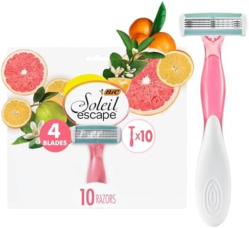 BIC Soleil Escape Women's Disposable 4 Blade Razors, Citrus Scented Handles, Perfect Bikini Razor, 4-Pack BIC