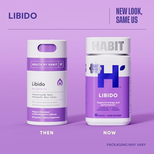 Habit Libido Supplement 2 Pack (120 Capsules (Капсулы)) - New Look, Natural Aphrodisiac Blend with Maca, Ashwagandha L-Arginine, Supports Energy and Performance, Vegan, Non-GMO H' Habit