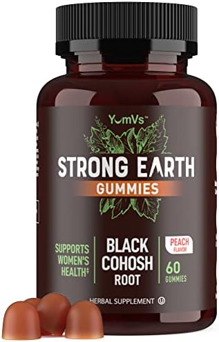 Strong Earth Black Cohosh Root 50mg - Black Cohosh Gummies (Жевательные конфеты) (60 Count) Natural Extract Menopause Supplements for Women - Black Cohosh Menopause Relief, Night Sweats & Hot Flashes - Multi Symptom Relief YUM-V'S