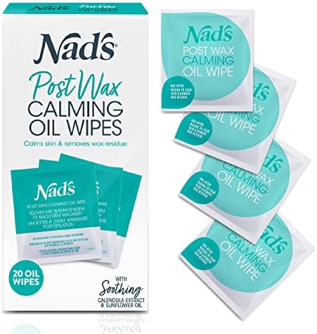 Nad’s Post Wax Calming Oil Wipes - Post Waxing Cleanser - After Wax Remover for the Skin- Refill Pack with 20pc Nad's