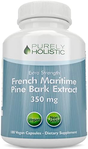 Purely Holistic Pine Bark Extract 350mg 180 Vegan Capsules (Веганские капсулы) 95% Proanthocyanidins - French Maritime Pine Bark Extract - Non GMO & Pesticide Free Antioxidant Supplement Purely Holistic