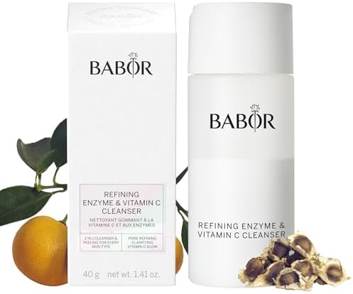 BABOR Refining Enzyme & Vitamin C Cleanser, Enzyme Powder Cleanser, Exfoliating Face Wash Polish, Gentle Facial Scrub to Brighten and Even Complexion BABOR