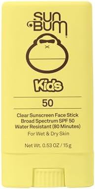 Sun Bum Kids SPF 50 Clear Sunscreen Face Stick | Wet or Dry Application | Hawaii 104 Reef Act Compliant (Octinoxate & Oxybenzone Free) Broad Spectrum UVA/UVB Sunscreen | 0.53 oz Sun Bum