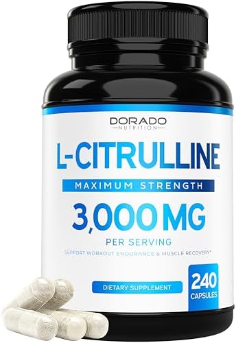 L Citrulline 3000mg Supplement (240 Capsules) Support L Arginine & Nitric Oxide Pills - Stamina, Endurance, Performance for Workouts - NO Supplements for Men - Gluten Free, Non-GMO, Vegan Capsules DORADO NUTRITION