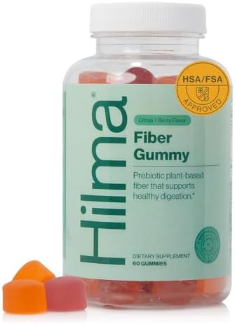 Hilma Prebiotic Fiber Gummies (Жевательные конфеты) – Daily Fiber Supplement, Gummies for Adults – Supports Gut Health for Women & Promotes Regularity – Citrus & Berry Natural Flavor – FSA Eligible, 60 Count Hilma