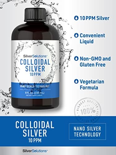 Carlyle Colloidal Silver | 10 PPM | 8 oz (236 mL) | Nano Silver Technology | Vegetarian, Non-GMO, & Gluten Free Supplement | Silver Solutions Carlyle