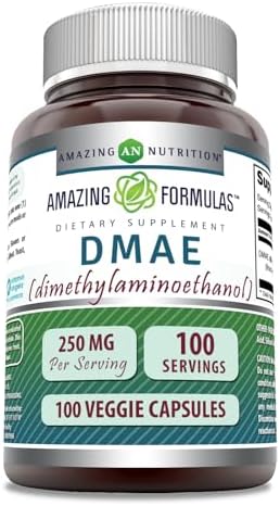 DMAE 250 мг на капсулу, 200 растительных капсул, без ГМО, без глютена Amazing Nutrition