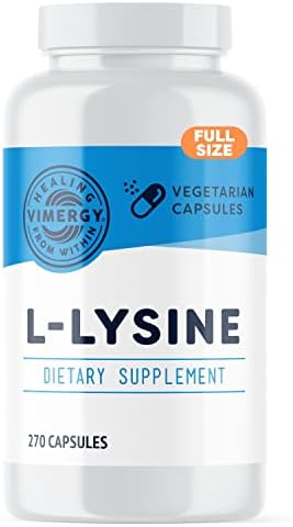 Vimergy L-Lysine 500MG Capsules (Капсулы), 270 Servings (Порции) – Essential Amino Acid – Supports Immune System, Healthy Skin, Muscles, Bone & Tissue – Vegetarian, Non-GMO, No Gluten, Kosher (270 Count) Vimergy