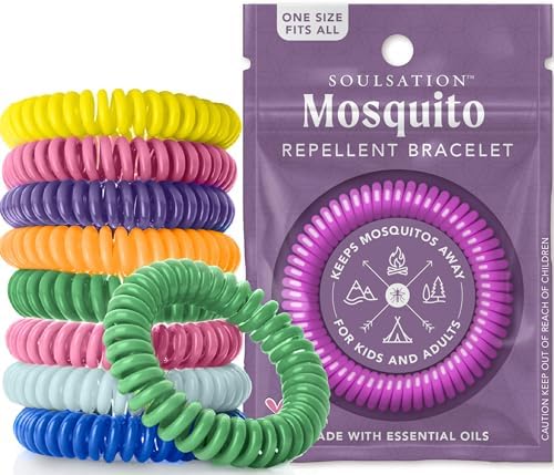 Mosquito Repellent Bracelets, 15 Pack - DEET-Free, Individually Wrapped Bands SOULSATION