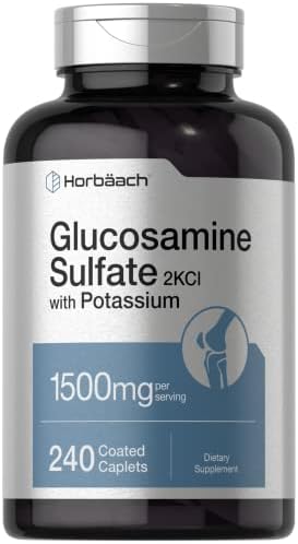 Horbäach Glucosamine Sulfate 1500mg | 240 Caplets | 2KCI with Potassium | Non-GMO and Gluten Free Supplement Horbäach