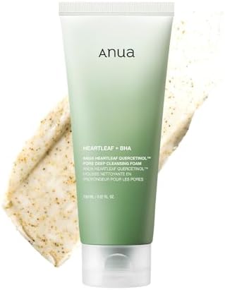 ANUA Heartleaf Quercetinol Pore Deep Cleansing Foam, Facial Cleanser, for Double Cleansing, BHA, Hyaluronic Acid, Glycerin, Face Wash, Blackhead Remover, Korean Skincare (150ml/5.07 fl.oz.) Anua