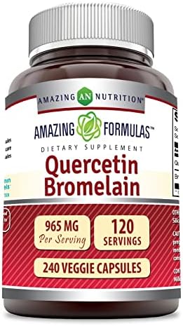 Кверцетин 800 мг с бромелайном 165 мг, 60 вегетарианских капсул, без ГМО и глютена Amazing Nutrition