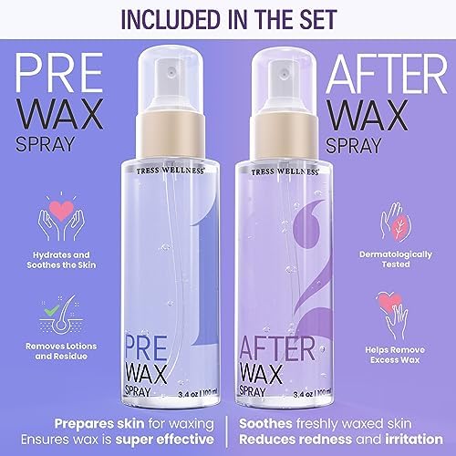 Tress Wellness Pre-Wax Cleanser, Spray and Treatment, After-Wax Oil and Care, Skin Wax Remover Tress Wellness