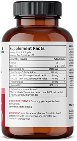 Futurebiotics Antarctic Krill Oil 2000mg with Astaxanthin, Omega-3s EPA, DHA and Phospholipids - 100% Pure Premium Krill Oil Heavy Metal Tested, Non GMO – 120 Softgels (Мягкие капсулы) FutureBiotics