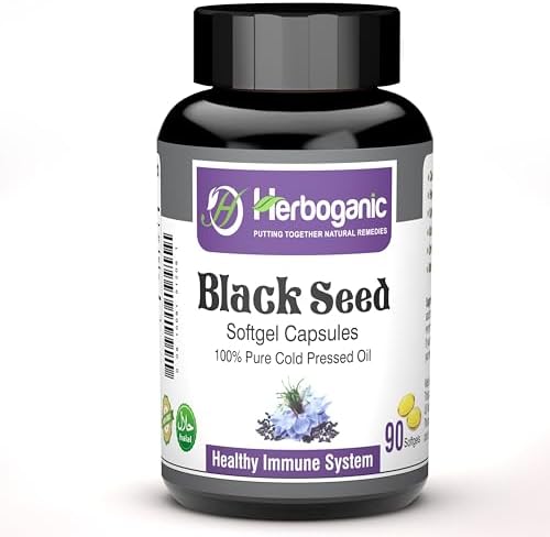 Cold Pressed Black/Seed Oil Softgels (Мягкие капсулы) Capsules (Капсулы) - 90 Count - Blended with Other Herbal Products-Supports Overall Health welness and Immunity (Black-Seed) HERBOGANIC