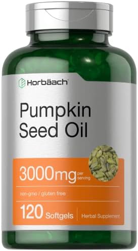 Horbäach Pumpkin Seed Oil | 3000mg | 120 Softgel Capsules (Капсулы) | Cold Pressed Dietary Supplement | Non-GMO and Gluten Free Formula Horbäach