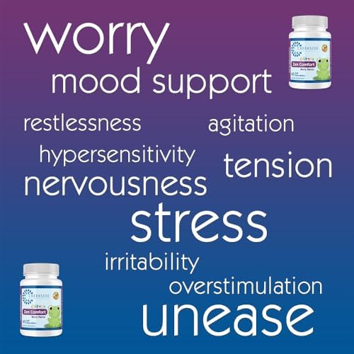 Zen Comfort for Kids, Organic Mood Support with 5-HTP, L-Theanine, Passionflower, Zinc, Pediatrician Formulated for Calm, Sugar-Free, Vegan, Berry Flavor, 45 Soft Chewables Creekside Natural Therapeutics