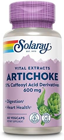 SOLARAY Artichoke Leaf Extract 600mg | Guaranteed Potency | Healthy Liver, Gall Bladder & Digestive Function Support | Lab Verified | 60 VegCaps | Pack of 2 Solaray