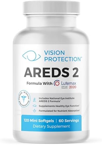 AREDS 2 Eye Vitamin & Mineral Supplement for Ocular Health, Lutemax 2020 with Natural Eye Institute AREDS 2 Study Ingredients Lutein, Vitamin C, & Zeaxanthin, 120 Mini Softgels (Мини мягкие гелевые капсулы) VISION PROTECTION