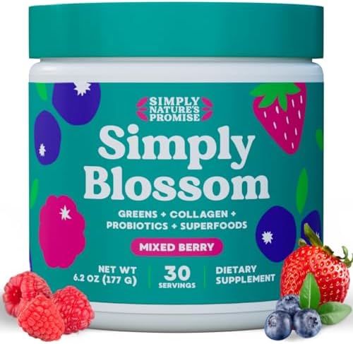 Blossom Nutrition - Daily Greens & Superfood Powder (Порошок) + Collagen + Probiotics for Women's Digestive Health & Bloating Relief. Help Your Health Bloom - 30 Day Supply Simply Nature's Promise