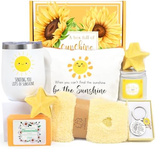 Get Well Soon Gift Baskets for Women, 9pcs Care Package for Women, After Surgery Recovery Gifts for Women, Feel Better Gifts Thinking Of You Gifts - Sending You Sunshine Box for Sick Friend Suhctuptx