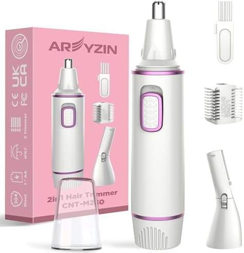 AREYZIN Nose Hair Trimmer for Women 2 in 1 Painless Eyebrow Trimmer and Nose Trimmer Facial Hair Removal Nasal Hair Clippers Professional, Waterproof, Dual-Edge Blade Areyzin