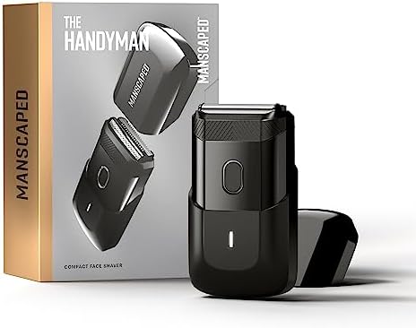 MANSCAPED® The Handyman™ Compact Face Shaver – Portable Men’s Travel Facial Hair Groomer, USB-C Rechargeable Electric Razor, Waterproof, Cordless, Dual-Action SkinSafe® Long-Hair Leveler & Foil Blades MANSCAPED