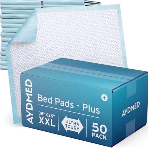 50 x Aydmed 36" x 36" Disposable Incontinence Bed Pads | Extra Large, Heavy Duty & Ultra Absorbent Chux Underpads For Surface Protection | Waterproof Chucks Pads For Elderly, Adults, Children & Babies Aydmed