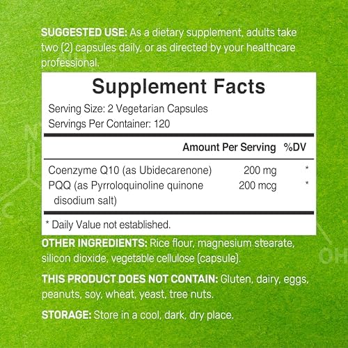 DEAL SUPPLEMENT CoQ10 200mg & PQQ 200mcg, 240 Veggie Capsules – 2 in 1 Coenzyme Q10 Supplement for Better Absorption – Antioxidant Support for Energy, Brain, & Heart Health – Non-GMO DEAL SUPPLEMENT