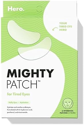 Hero Cosmetics Mighty Patch™ for Tired Eyes Patches - Soothing Hydrogel Patches - Awakens and Visibly De-puffs Undereyes with Multiple Applications (6 Count) Hero Cosmetics