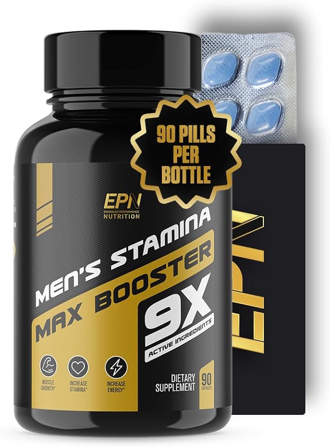 Erection Support for Men Fast Acting + Testosterone Enhancement | #1 Dosed Blood-Flow + Muscle Builder | Gain Muscle, Boost Libido, Firmness & Size | Grow 3-7" with 9 Powerful Ingredients - 90 Pills EPN Supplements