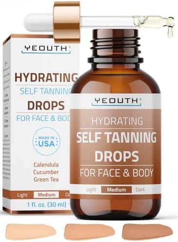 YEOUTH New 2024 Face Tanning Drops to Add to Moisturizer, Quick Tan Drops, Self Tanning Drops for Face and Body, Face Self Tanner, Bronzing Drops 1oz Yeouth