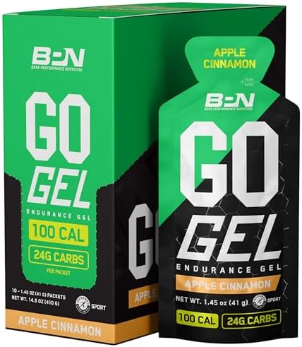 BARE PERFORMANCE NUTRITION, BPN Go Gel (Гель) Endurance Gel, Vegan + Gluten Free Running Gel with 24g of Carbohydrates & 100 Calories per Gel Pack, 10 Single-Serving (Порция) Gel Packs, Apple Cinnamon Bare Performance Nutrition