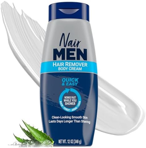 Nair Men Hair Remover Body Cream, Manscape for Smooth Skin for Days, Coarse Hair Removal, 12 oz Nair