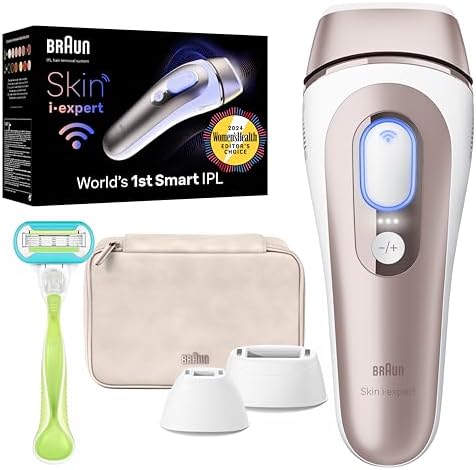 Braun SMART IPL Long-lasting Laser Hair Removal Device for Women & Men, Skin i·Expert, Home Hair Removal, Free App, Vanity Case, Venus Razor, 4 Smart Heads, Alternative for Laser Hair Removal, PL7387 Braun