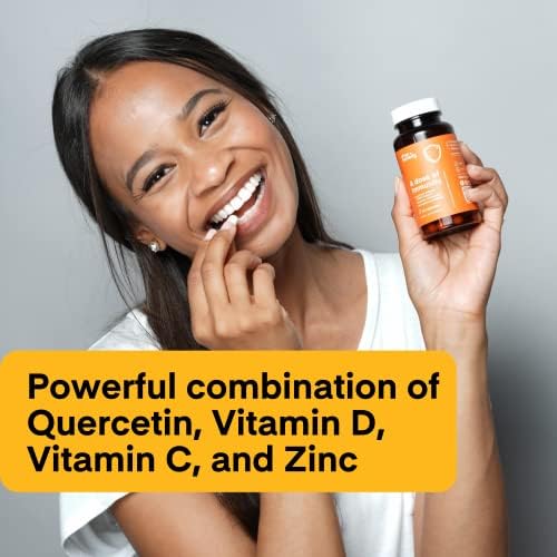 A Dose of Immunity Kids Quercetin with Vitamin C, Zinc, Vitamin D, 100mg Quercetin Bromelain, Echinacea, Lung Immune Support Supplement, Immune Defense, Immunity Booster, 60 Gummy Count (Pack of 1) Dose + remedy