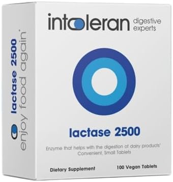 Lactase 2500 Digestive Enzymes - 100 Tablet Dispenser | Supplement for Lactose Intolerance | Lactase Enzyme That Helps Digest Dairy & Lactose | Small Tablet & Ideal for Children | Vegan Intoleran